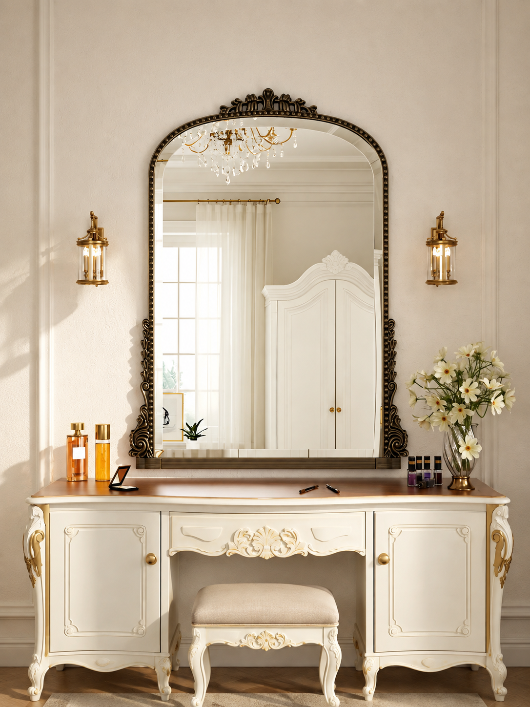 Brass arch mirror