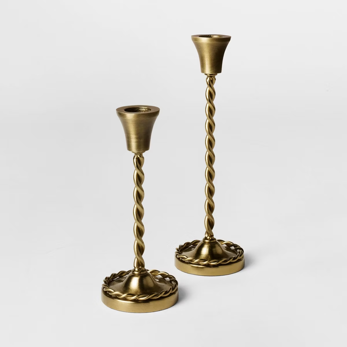 Braided metal taper candle holders