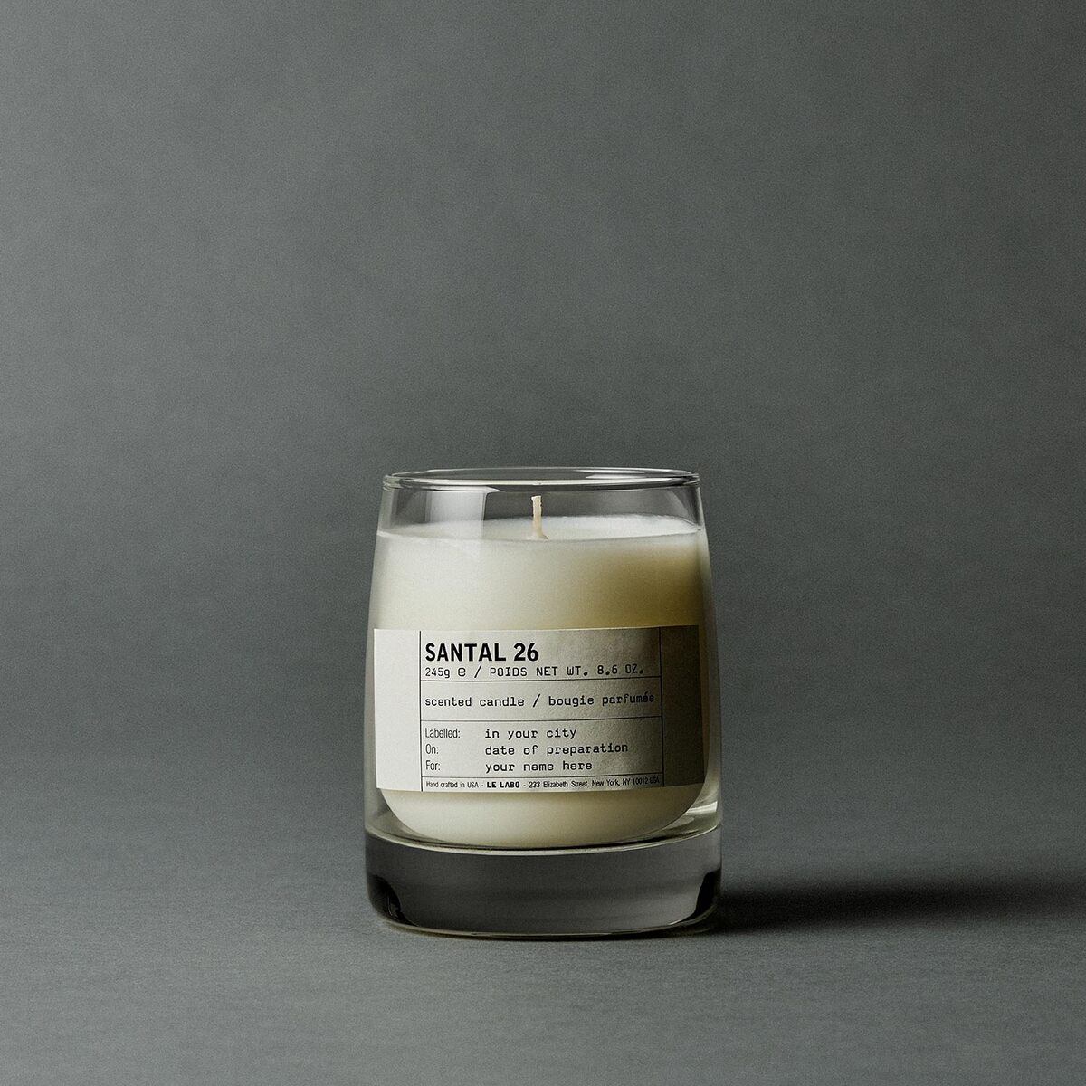 Scented candle in a glass vessel
