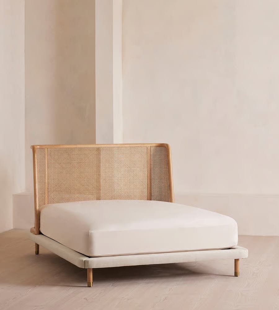 Cane-headboard bed frame